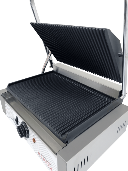 Modena TPG11 Heavy Duty Bistro Large Panini Grill with Ribbed Base Ribbed Top