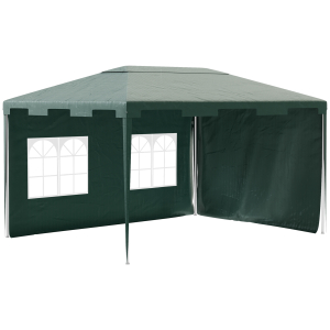 Outsunny 3x4 m Garden Gazebo Marquee Party Tent with 2 Sidewalls for Patio Yard Outdoor-Green