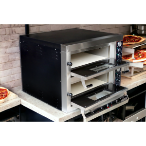 Modena MP44 Electric Twin Deck Stone Base Pizza Oven Cooks 8 x 12 Inch Pizzas