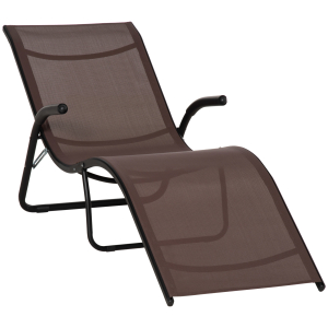 Outsunny Folding Chaise Lounge Chair Reclining Garden Sun Lounger for Beach Poolside and Patio Dark Brown