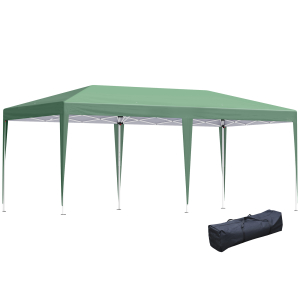 Outsunny Pop Up Gazebo Double Roof Foldable Canopy Tent Wedding Awning Canopy w-Carrying Bag 6 mx3 mx2.65 m Green