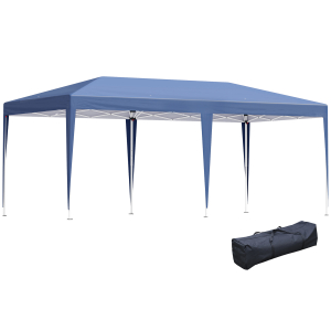 Outsunny Pop Up Gazebo Double Roof Foldable Canopy Tent Wedding Awning Canopy w-Carrying Bag 6 mx3 mx2.65 m Blue