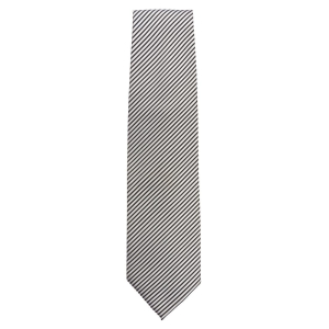 Uniform Works Tie Silver and Black Fine Stripe A886