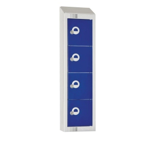 Personal Effects Locker 4 Door Blue Camlock Sloping Top CF751-CS