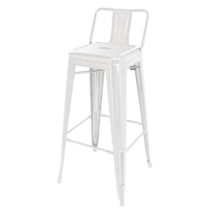 Bolero Bistro Steel High Stool With Backrest White (Pack of 4) DL890
