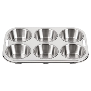 Vogue Stainless Steel 6 Cup Deep Muffin Tray E714