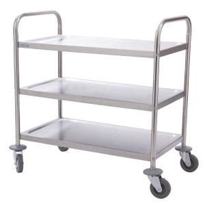 Vogue Stainless Steel 3 Tier Clearing Trolley Small F993