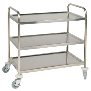 Vogue Stainless Steel 3 Tier Clearing Trolley Medium F994