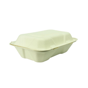 Vegware Compostable Bagasse Clamshell Hinged Meal Boxes 225mm GH026