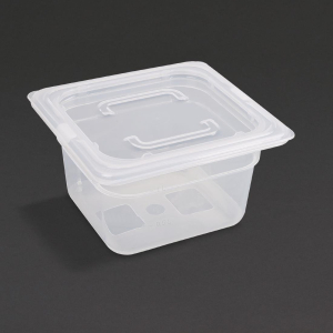 Vogue Polypropylene 1/6 Gastronorm Container with Lid 100mm GJ526