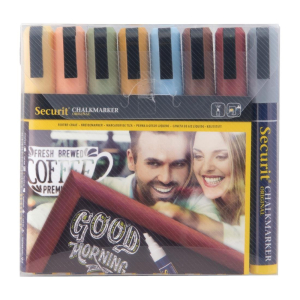 Set of 8 Securit 6mm Liquid Chalk Pens Assorted Earth Colours GM269