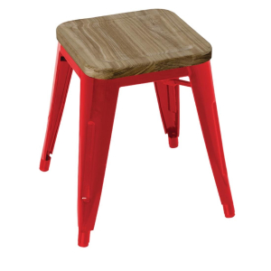 Bolero Bistro Low Stools with Wooden Seat Pad Red (Pack of 4) GM637