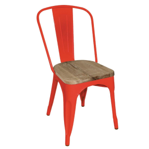 Bolero Bistro Side Chairs with Wooden Seat Pad Red (Pack of 4) GM643