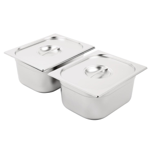Vogue Stainless Steel Gastronorm Set 2 x 1/2 with Lids SA245