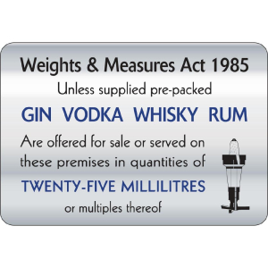 25ml Weights & Measures Act Sign W317