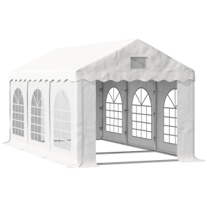Outsunny 3 x 6 m Gazebo Canopy Party Tent with 4 Removable Side Walls and Windows for Outdoor Event White