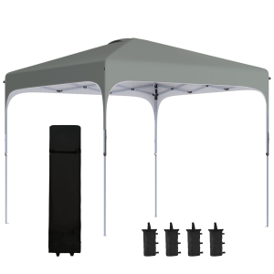 Outsunny 3x3 (M) Pop Up Gazebo Foldable Canopy Tent with Carry Bag with Wheels and 4 Leg Weight Bags for Outdoor Garden Patio Party Dark Grey