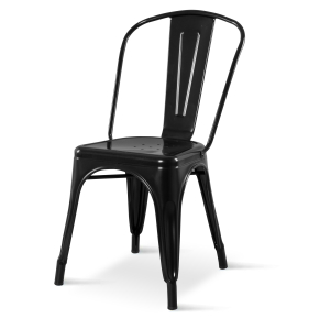 Borrello B1960 Tolix Style Metal Side Chair in Black. Pack of 4.