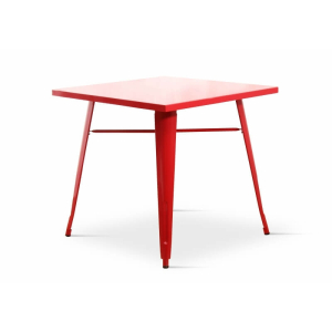 Borrello B1996 Tolix Style 80x80cm Metal Dining Table in Red. 