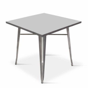 Borrello B1997 Tolix Style 80x80cm Metal Dining Table in Gunmetal Steel.  