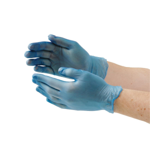 Vogue Powder-Free Vinyl Gloves Blue Medium (Pack of 100) CF403-M