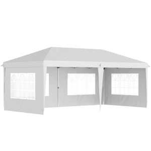 Outsunny 3x6m Pop Up Gazebo Height Adjustable Marquee Party Tent with Sidewalls and Storage Bag White