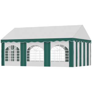 Outsunny 6x4m Garden Gazebo with Sides Galvanised Marquee Party Tent with Six Windows and Double Doors for Parties Wedding and Events