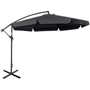 Outsunny 2.7m Garden Banana Parasol Cantilever Umbrella with Crank Handle and Cross Base for Outdoor Hanging Sun Shade Black