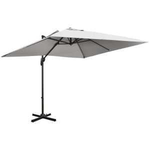 Outsunny 2.7x2.7 m Cantilever Parasol Square Overhanging Umbrella with Cross Base Crank Handle Tilt 360° Rotation and Aluminium Frame Grey