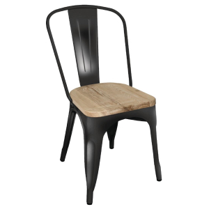 Bolero Bistro Side Chairs with Wooden Seat Pad Black (Pack of 4) GG707