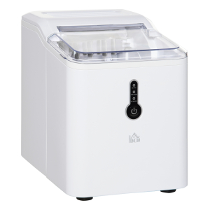 HOMCOM 12kg Ice Maker Machine | Counter Top Cube | Home Drink Equipment | 1.5L Self Clean Function w-Basket Freestanding Kitchen Office Dining-White
