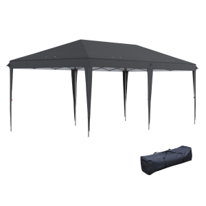 Outsunny 3x6 m Pop Up Gazebo Foldable Canopy Tent Height Adjustable Wedding Awning Canopy w-Carrying Bag Black