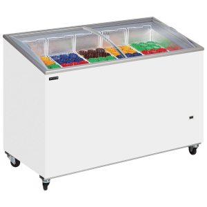 Tefcold IC500SCEB Sliding Curved Glass Lid Chest Freezer White Curved Lid 1550mm wide