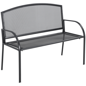 Outsunny Metal Garden Bench 2 Seater Outdoor Furniture Chair Loveseat for Patio Park Porch and Lawn Grey