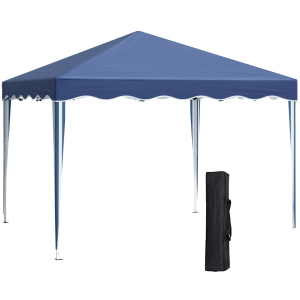 Outsunny 3x3(m) Pop Up Gazebo Canopy Foldable Tent with Carry Bag Adjustable Height Wave Edge Garden Outdoor Party Tent Blue