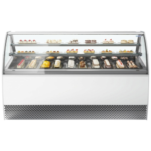 ISA MILLENNIUM LX220 PAS Serve Over Counter for Patisserie White, Curved Glass 2156mm wide