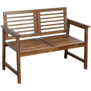 Outsunny 2-Seater Wooden Garden Bench Outdoor Patio Loveseat Chair with Backrest and Armrest for Yard Lawn Porch Brown