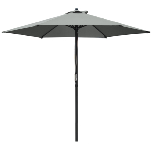 Outsunny 2.8m Patio Parasols Umbrellas Outdoor 6 Ribs Sunshade Canopy Manual Push Garden Backyard Furniture Dark Grey
