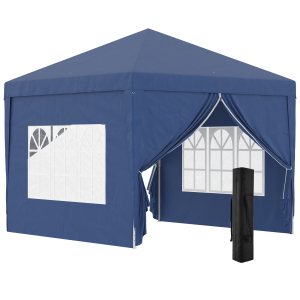 Outsunny 3x3 Meters Pop Up Water Resistant Gazebo Wedding Camping Party Tent Canopy Marquee with Carry Bag Blue