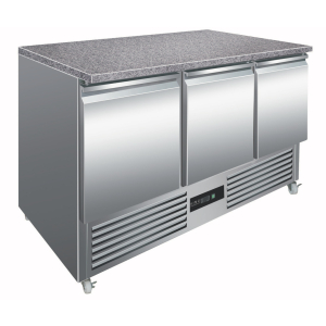 King 3 Door Refrigerated Counter with Marble Work Top 368 Litre MBT1365