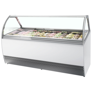 ISA MILLENNIUM LX24 Ventilated Scoop Ice Cream Display White, 24 Pan Scooping Freezer 2156mm wide