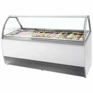 ISA MILLENNIUM LX12 Ventilated Scoop Ice Cream Display White, 12 Pan Scooping Freezer 1166mm wide