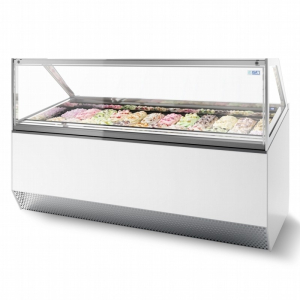 ISA MILLENNIUM ST12 Ventilated Scoop Ice Cream Display White, 12 Pan Scooping Freezer 1166mm wide