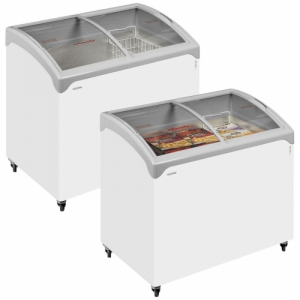 Tefcold NIC200SCEB Sliding Curved Glass Lid Chest Freezer White Curved Lid 740mm wide