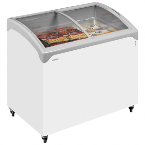 Tefcold NIC400SCEB Sliding Curved Glass Lid Chest Freezer White Curved Lid 1320mm wide
