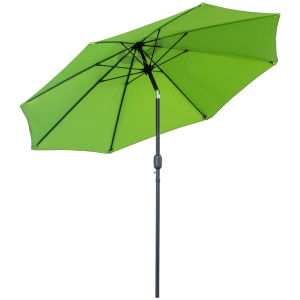 Outsunny 2.7M Patio Parasol Sun Umbrella Tilt Shade Shelter Canopy with Crank 8 Ribs Aluminium Frame Light Green