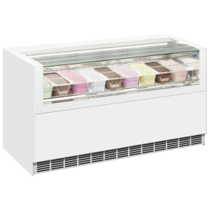 ISA ONESHOW FREE LARGE Scoop Ice Cream Display White, Flat Glass 1705mm wide