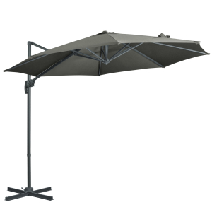 Outsunny 3x3(m) Cantilever Parasol with Cross Base Garden Umbrella with 360° Rotation Crank Handle and Tilt for Outdoor Patio Grey