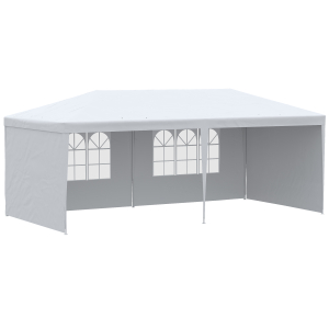 Outsunny 6x3 m Party Tent Gazebo Marquee Outdoor Patio Canopy Shelter with Windows and Side Panels White