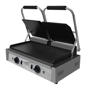 Modena TPG8 Heavy Duty Twin Panini Grill with Flat Base & Ribbed Top     